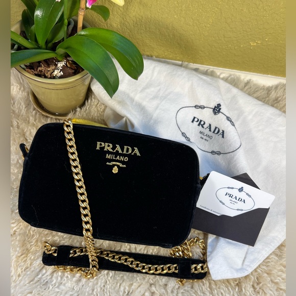 Prada Black and Gold Crossbody Bag with Chain Strap - EUC - Picture 1 of 13